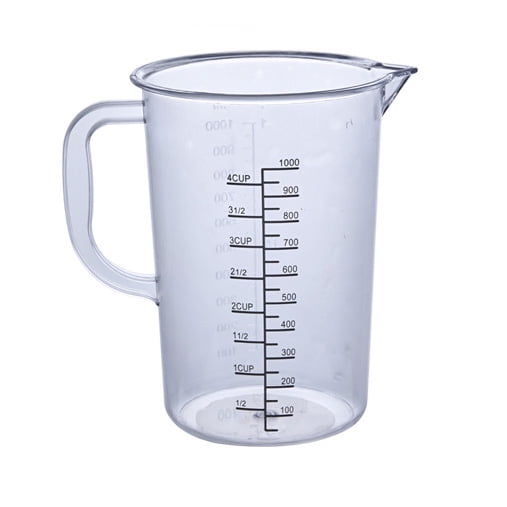 GJX Plastic Measuring Cup with Handle, 32oz 1000ml Liquid Measuring Pitcher with Dual Scale for Pool Chemicals, Lawn Care, Motor Oil, Kitchen Baking and Laboratory Use