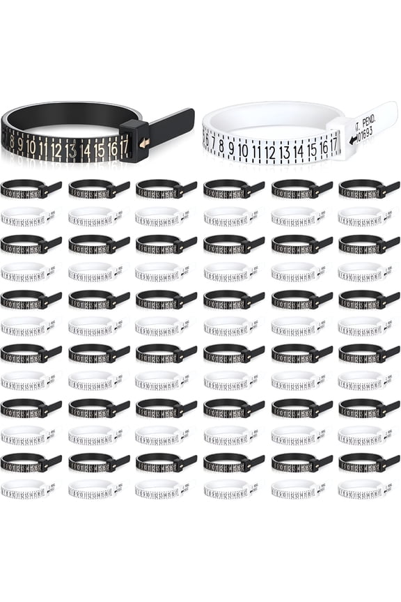 Plastic Ring Sizer Reusable Finger Size Gauge Measure Tool Jewelry Ring Sizing Kit Finger Measurer for Men and Women,1-17 Usa Rings Size White and Black