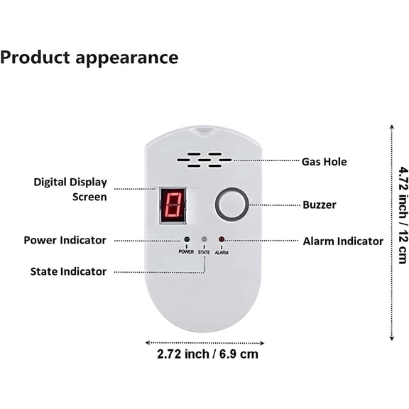 GJX Plug-In Gas Detector for Natural Gas LPG Propane Methane 85dB Alarm LED Display Combustible Leak Monitor for Home Kitchen Garage Basement RV Workshop