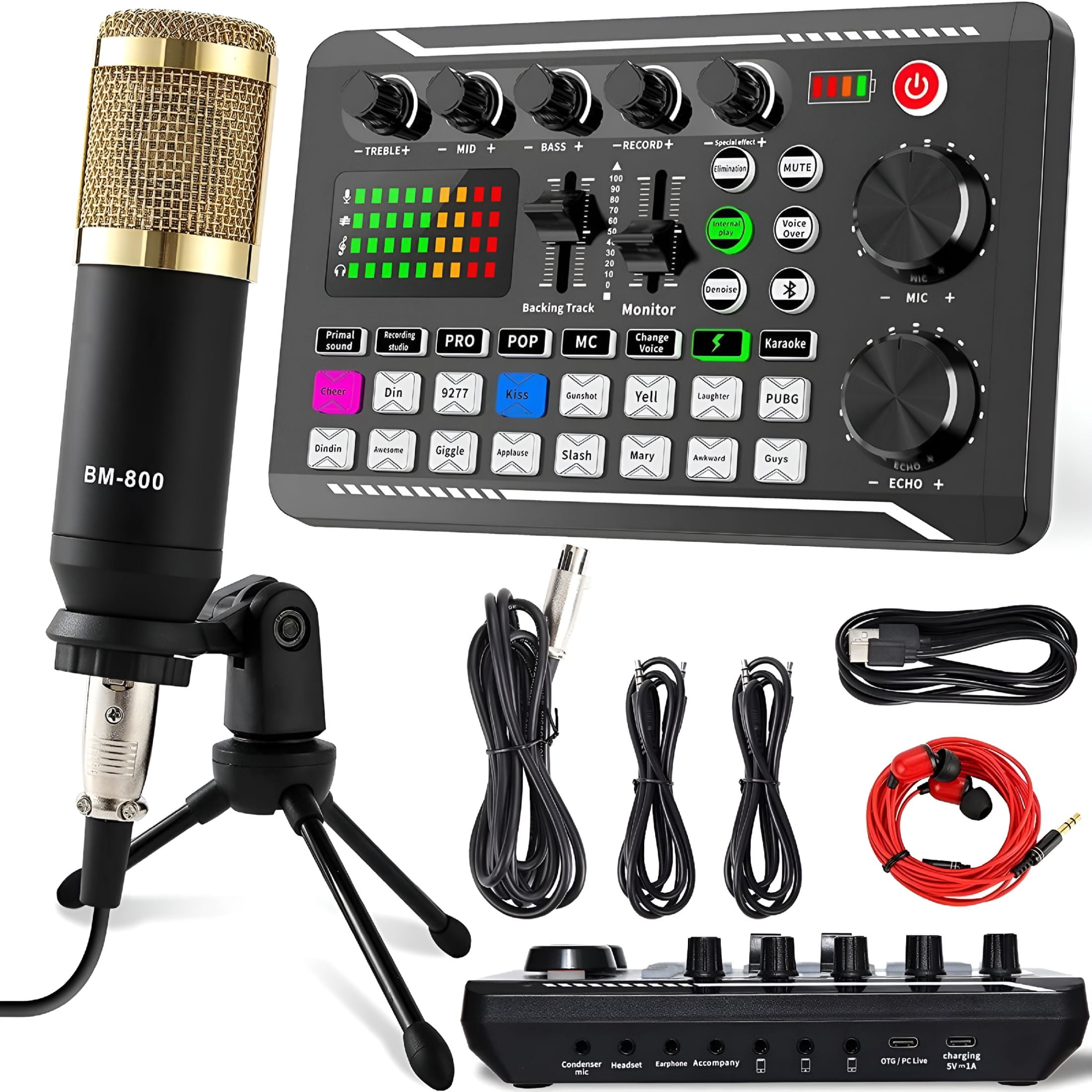 GJX Podcast Equipment Bundle, Condenser Microphone with Tripod Stand and Professional Audio Mixer for Studio Recording Vocals, Voice Overs, Streaming Broadcast and YouTube Videos