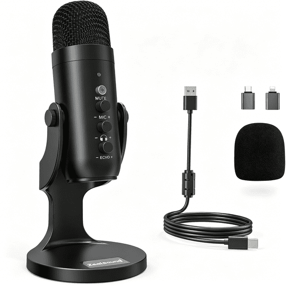 GJX Podcast Microphone for PC, Cancellation USB Mic with Gain, Volume Adjustment & Mute Button, Monitoring & , for , TikTok, Podcasting, Streaming, iPhone, , Android,