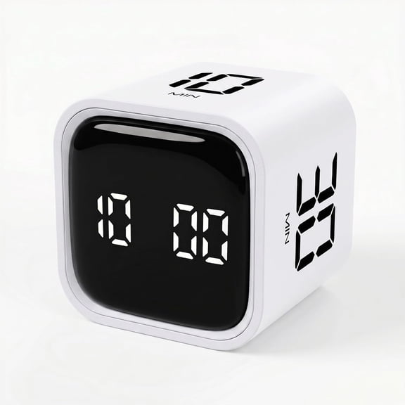 GJX Pomodoro Timer Cube, Productivity Visual Timer Flip, 5/10/30/60 Min Preset Custom Countdown, Adhd Tool Rotating Countdown Stopwatch, Vibrate/High/Low Volume, for Study, Work