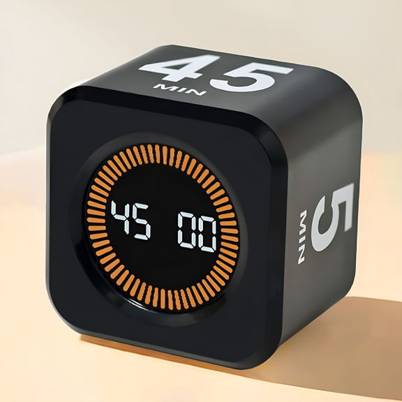 GJX Pomodoro Timer Cube,Visual Timer with Gravity,Countdown 5/10/25/50 Min,Rechargeable Productivity Tool for Office,Classroom,Kitchen,Gym,Yoga