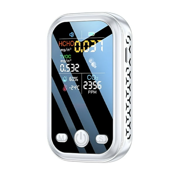 GJX Portable Handheld CO2 Detector Accurate CO Sensor Monitors Indoor Air Quality Temperature Humidity for Home Tent Car RV Compact Lightweight with Charging