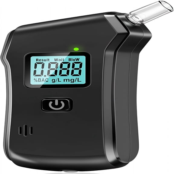 GJX Portable Alcohol Breathalyzer Tester with LCD Display, Digital BAC Monitor for Home and Party, Personal Breath Alcohol Detector with 5 Mouthpieces, Compact Keychain Size