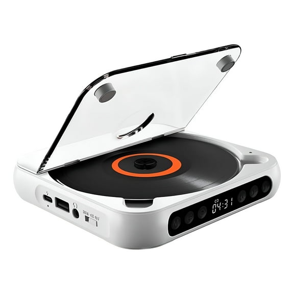 GJX Portable Bluetooth-Compatible CD Player, Home Rechargeable Compact CD Player, Built-in HiFi Speakers with Timer and LCD Screen Display, Supports CD/AUX/USB and Repeat Modes
