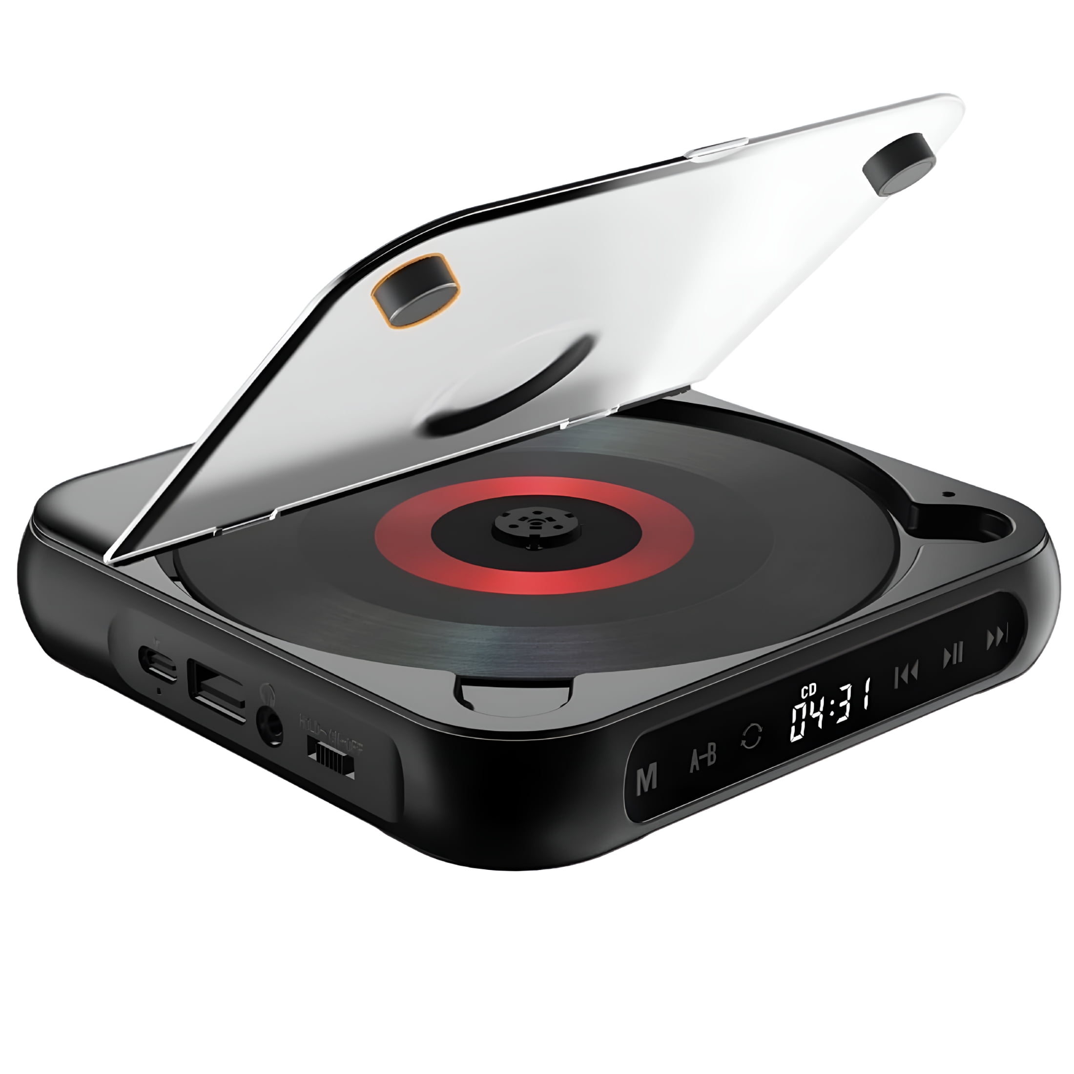 GJX Portable Bluetooth Lcd Screen Display Cd Player, Plays Mp3 Cd-R/Rw for Car Travel, Black
