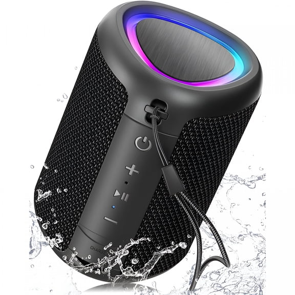 GJX Portable Bluetooth Speaker Beach Vacation Essentials: Powerful Crystal Clear Sound/Dynamic Light/IPX5 Waterproof/All Day Playtime/Small Wireless Speaker for Outdoor