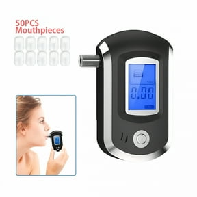 GJX Portable Breath Alcohol Tester-Personal Alcohol Tester with 50 Mouthpieces,Professional-Grade Accuracy Portable BAC Tester with Blue Backlight LCD Screen Sound Alarm Digital Home Use