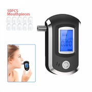 GJX Portable Breath Alcohol Tester-Personal Alcohol Tester with 50 Mouthpieces,Professional-Grade Accuracy Portable BAC Tester with Blue Backlight LCD Screen Sound Alarm Digital Home Use