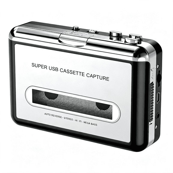 GJX Portable Cassette Tape to Mp3 Converter & Player - Usb Connection for Pc & Laptop,Convert Walkman Tapes to Digital Audio Files with 3.5Mm Headphone Jack and Auto-Reverse