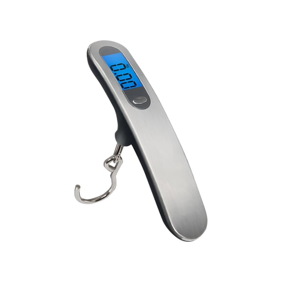 GJX Portable Digital Luggage Scale with Overweight Indicator and Backlit LCD Display, 110lb Capacity Handheld Electronic Scale with Hook for Travel Suitcase Bags, Black