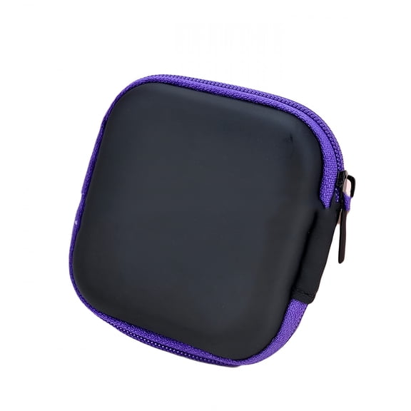 GJX Portable Earbud Case, Hard EVA Headphone Pouch with Mesh Pocket, Mini USB Cable Organizer for Travel Office Gym, Purple