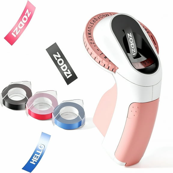 GJX Portable Embossing Label Maker Machine with Tape, Mini Pink Label Printer for Home and Office Organization, 3D Raised Text Handheld Labeler