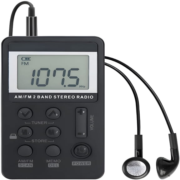 GJX Portable AM FM Pocket Radio with Rechargeable Battery, Mini Digital Tuning Walkman Radio with Earphone and Lock Screen for Jogging, Gym, Camping and Outdoor Travel