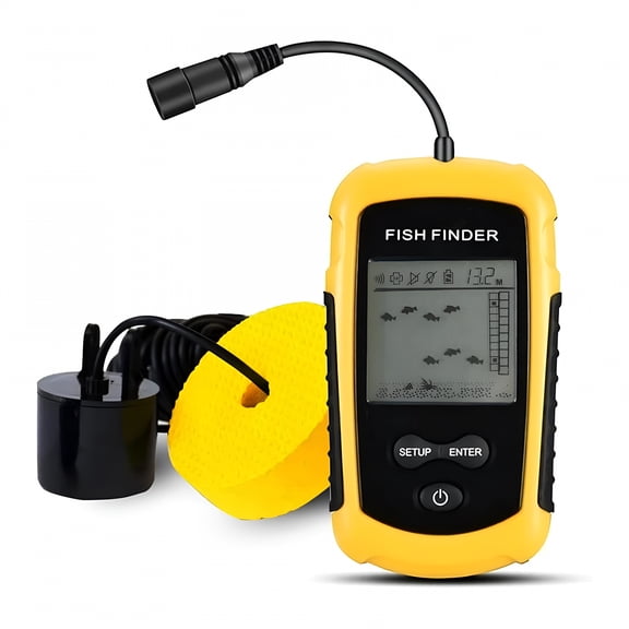 GJX Portable Fish Depth Finder Handheld Fish Finder Sonar Castable Boat Fishfinder Transducer,Clear Depth Display