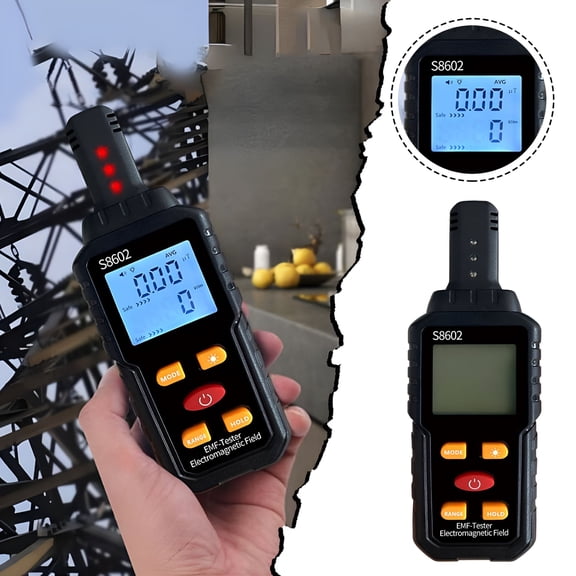 GJX Portable Geiger Counter Radiation Detector Dosimeter, Handheld Beta Gamma X-Ray Monitor with LCD Backlight and Alarm, EMF Electromagnetic Field Tester for Home Office Outdoor Safety Check