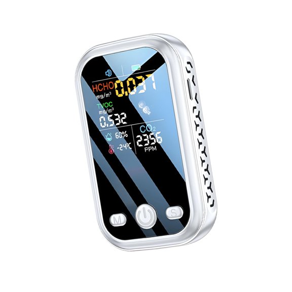 GJX Portable Handheld CO2 Detector Accurate CO Sensor Monitors Indoor Air Quality Temperature Humidity for Home Tent Car RV Compact Lightweight with Charging