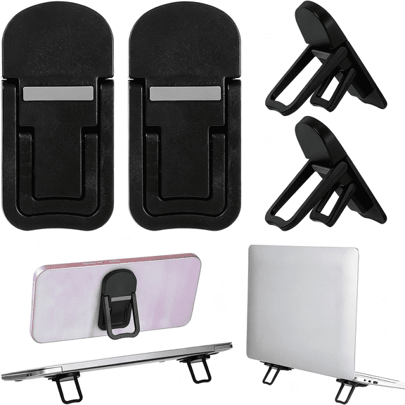 GJX Portable Laptop Stand 2 Tilt Angles Adjustment 2 Pcs Self-Adhesive Foldable Keyboard Riser Black Abs Mini Feet for Most Desk Laptop Keyboard (2.36 X 1.18 Inch)