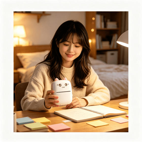 GJX Portable Pocket Thermal Sticker Printer Inkless Micro Printing Device for Photo Memo Journal Use Small Printer