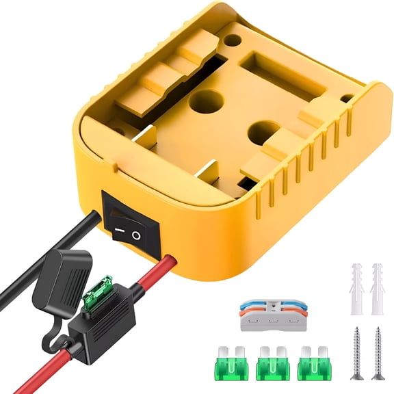 GJX Power Wheel Adapter Compatible with 20V Battery, Converter Kit with Switch, Fuse, Wire Terminals and 12 AWG Wire for DIY RC Car Toys and Robotics
