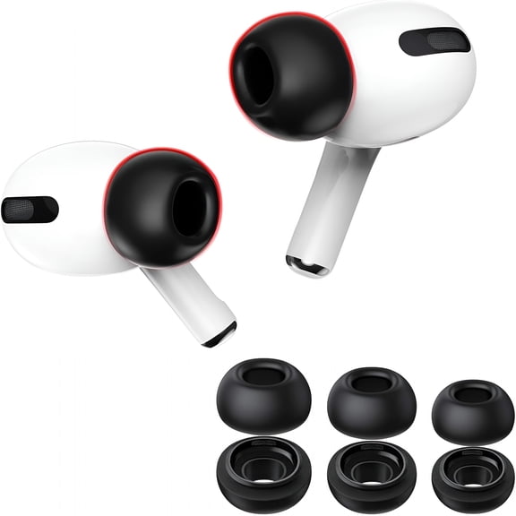 GJX Premium Memory Foam Tips for Pro. No Silicone Eartips Pain. Anti-Slip Eartips. Fit in The Charging Case,3 Pairs (S/M/L,Black)