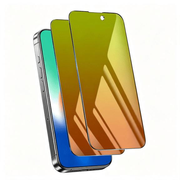 GJX Privacy Screen Protector for Iphone 13/13 Pro/14/16E Tempered Glass 6.1" Private Protective Film Anti-Blue Light Anti Spy No-Bubble Gradient Green [Hd Clarity],2-Pack