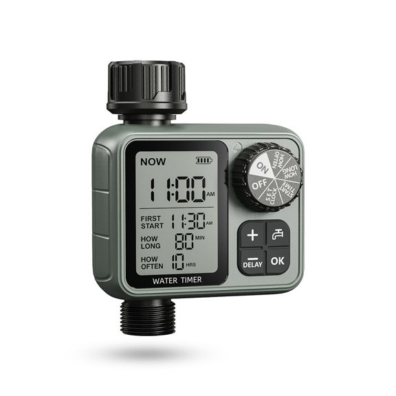 GJX Programmable Water Timer for Garden Hose, Outdoor Sprinkler Timer with Rain Delay & Manual Mode,Inlaid Brass Connector Irrigation Controller for Lawn Yard Landscape, 1 Outlet