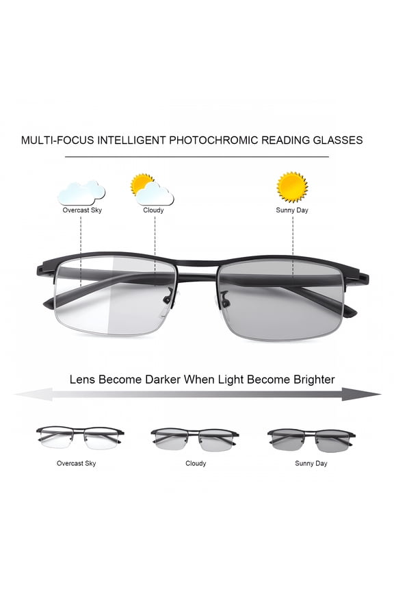 Progressive Multifocus Reading Glasses Blue Light Blocking Photochromic Sunglasses Computer Readers for Women Men Eyewear Lightweight Magnification Presbyopia Eyeglasses