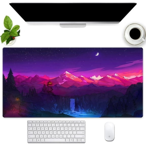 GJX Purple Gaming Mousepad Japanese Desk Mat XXL Anime Moon Large Mouse Pad Keyboard Mouse Mat Desk Pad for Computer Laptop 31.5''''X15.7'''' Non-Slip Rubber Base with Stitched Edges