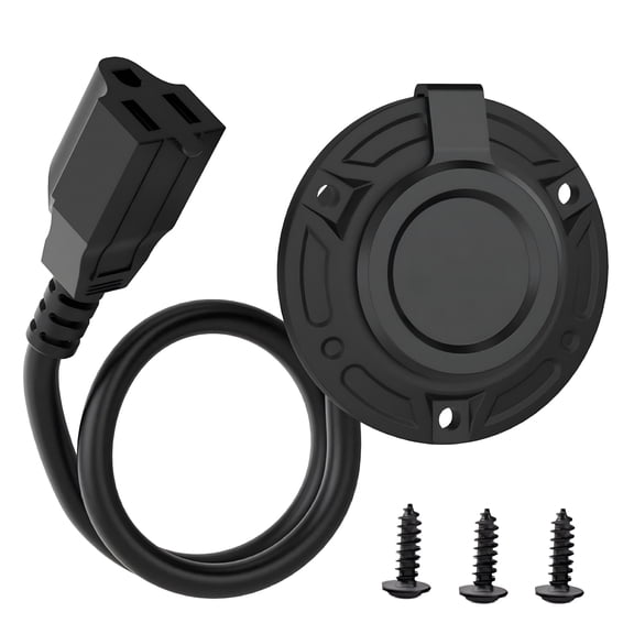 GJX RV Shore Power Inlet Charger Plug 15 Amp AC Port Plug 125 Volt Power Inlet Socket and Waterproof Electrical Outlet Receptacle Box with Integrated Outdoor Extension Cord for Trailer