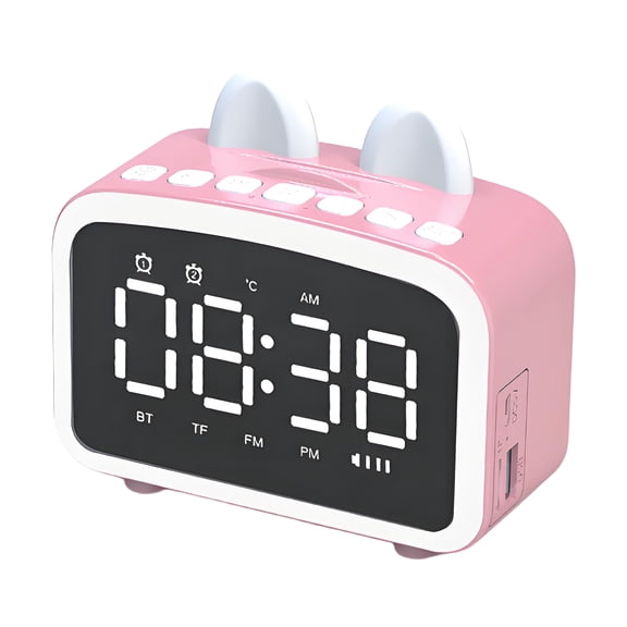 GJX Radio Alarm Clock,Clock Radios for Bedroom with Bluetooth-Compatible Speaker,Multifunctional Wireless Smart Alarm Clocks,Dual Alarm,Real-Time Temperature Display,FM Radio