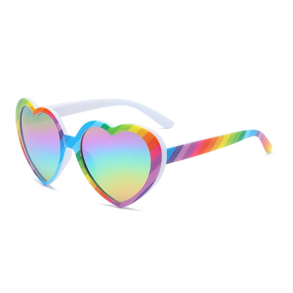 GJX Rainbow Sunglasses for Women, Heart Shaped Pride Sunglasses with Gradient Lens, LGBTQ+ Pride Accessories UV Protection