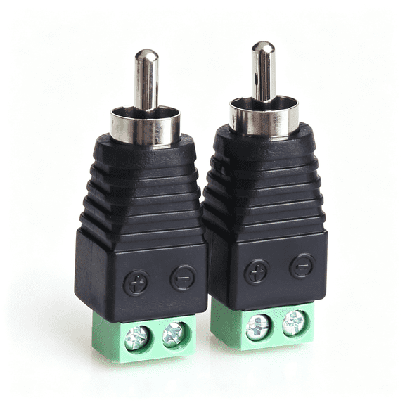 GJX Rca Cable Audio Adapter,Phono Rca Male Plug to Av Screw Terminal Audiovideo Speaker Wire Connectors Solderless Adapter Rca to Speaker Wire (Rca Male-2Pack)
