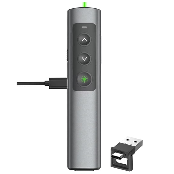 GJX Rechargeable Green Laser Pointer Presentation Clicker for Laptop Powerpoint, Usb-A/C Wireless Presenter Remote for Computer/Mac/Ppt/Slideshow/Google Slide Advancer
