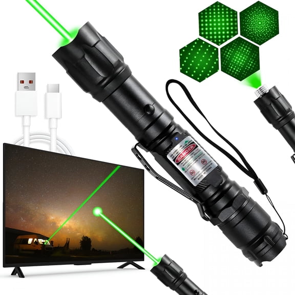 GJX Rechargeable Green Pointer High Power Green Beam Light Long Distance Range for TV/LED/LCD Screens Tactical Flashlights Presentation Office/Outdoors/Construction