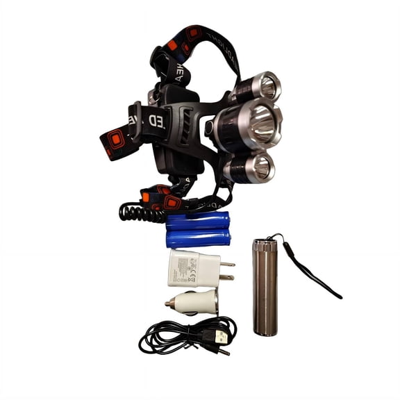 GJX Rechargeable Headlamp, Adjustable Focus LED Head Light with 3 Modes, USB Charging, 90 Tilting Flashlight for Camping, Hiking