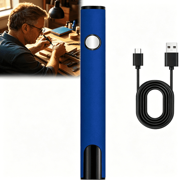 GJX Rechargeable Thread Burner Kit Digital Thread Zapper Tool Burning Pen for Beading Leather Craft Sewing Weaving and Stringing Molten Wax Carving Wooden Board Hot Stamping (Blue)