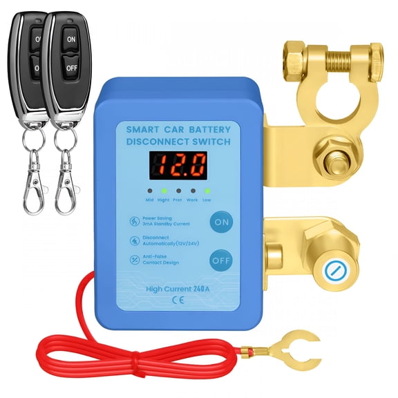 GJX Remote Battery Disconnect Switch 12V 240A Upgrade Prevent Battery Drain Disconnect Negative Car Kill Switch Anti-Theft Remote Battery Kill Switch for Car Truck Rv