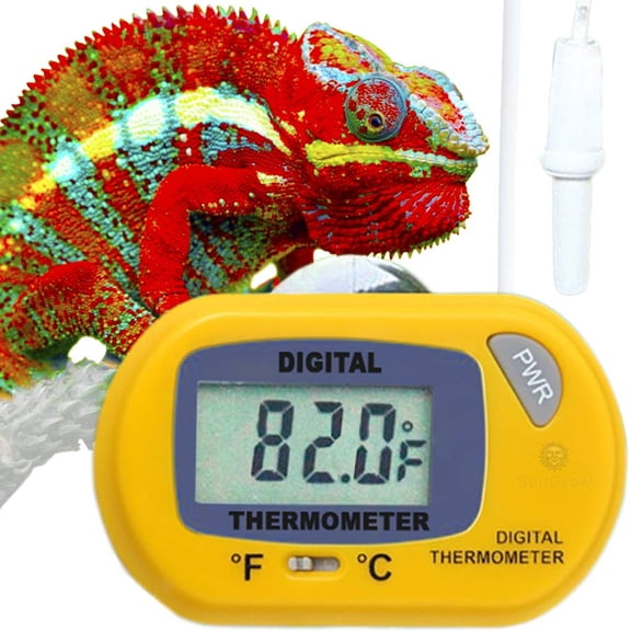GJX Reptile Digital Thermometer Terrarium Temperature Monitor with Suction Cup Mount,Accurate Fahrenheit Celsius Switch,Thermostat Gauge for Bearded Dragon,Snake,Gecko Enclosure Tank