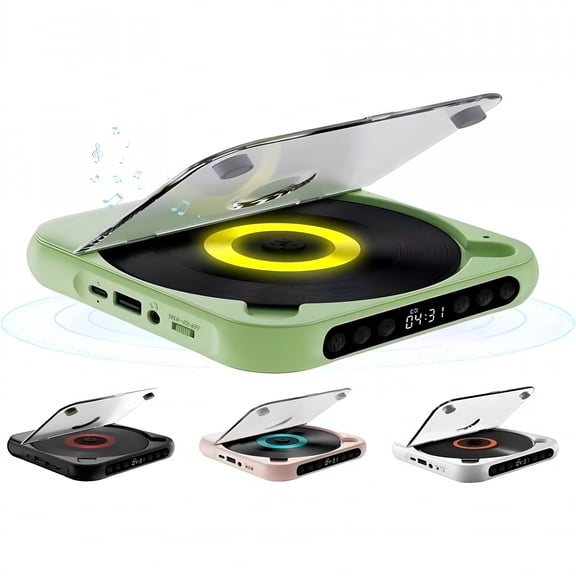 GJX Retro Wireless Cd Player with Bluetooth Speaker | Portable Rechargeable Boombox for Car,Travel&Home | Anti-Shock,Play Cds/Usb/Sd/Fm Radio,Long Battery Life