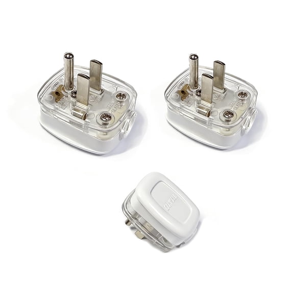 GJX Right Angle Plug Flat Wall Plug, Replacement Plug 3 Prong 125V 10A, 90 Degree Outlet Adapter for Short Extension Cord Repair, Space Saving White 2 Pack