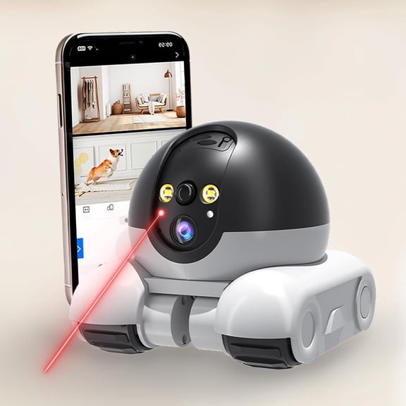 GJX Robot Camera on Wheels 1080P Dual Lens, Indoor Movable Security Camera with 2-Way Talk, Night Vision, Distance Bot App Control for Cats/Dogs/Baby/Elderly (SD/Cloud Storage)