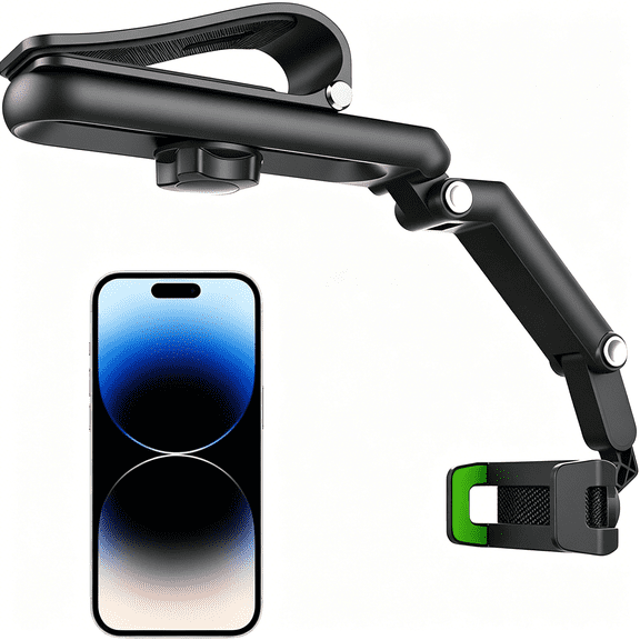 GJX Rotatable and Retractable Car Phone Holder - 1080 Multifunction Sun Visor Universal 360 Rotating Cell Phone Holder Mobile Mount for Vehicle Rear View Mirror