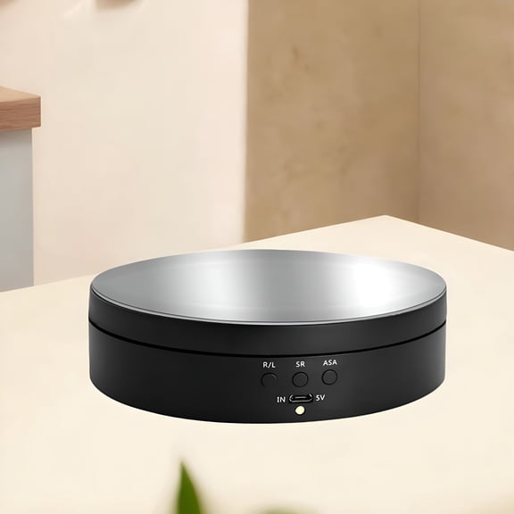 GJX Rotating Display Stand Rotating Carousel Photography Turntable Double Power Supply Three Speed Mirror Surface for Digital Product Black