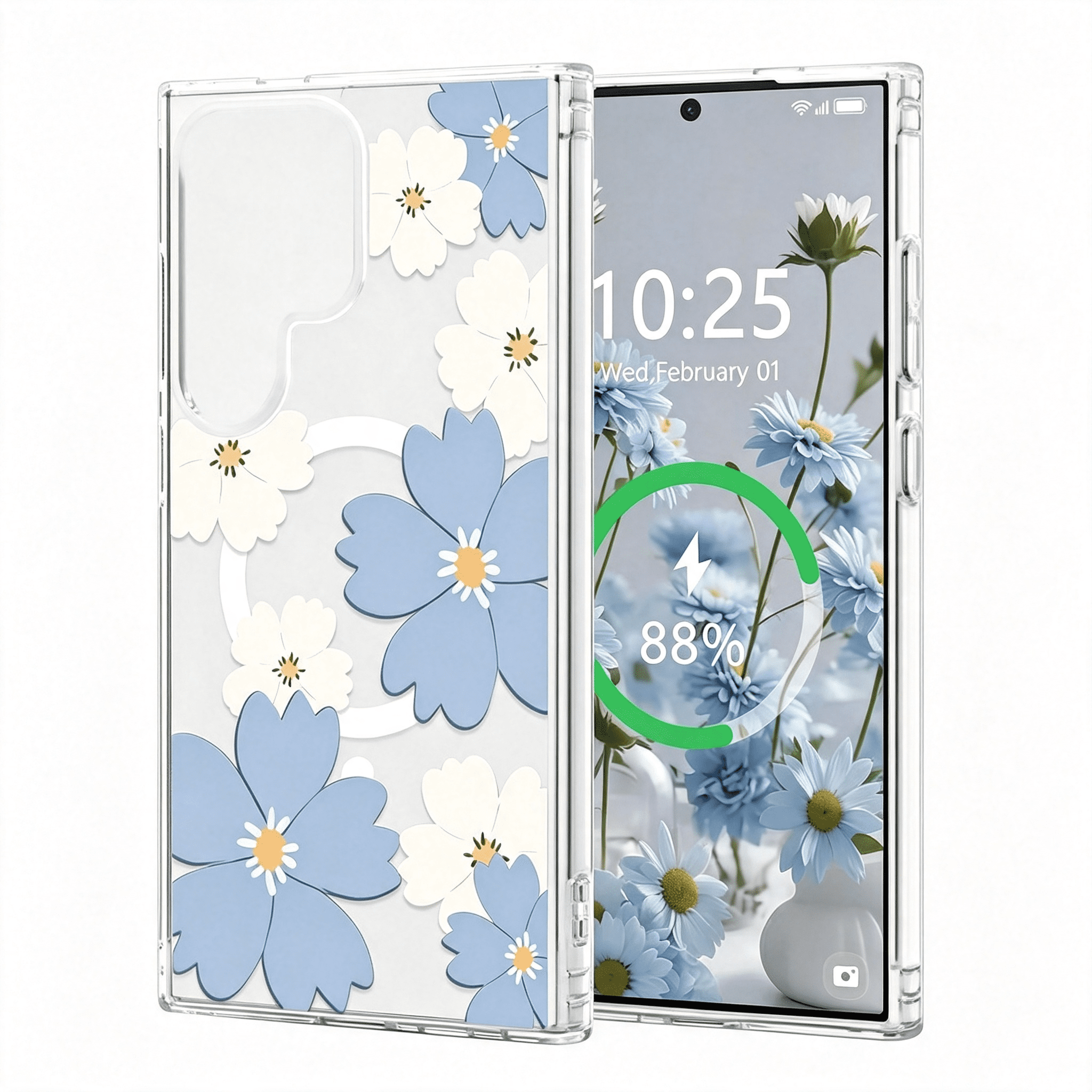 GJX for S26 Ultra Case Flower Clear Magnetic,Blue | [Compatible With ...