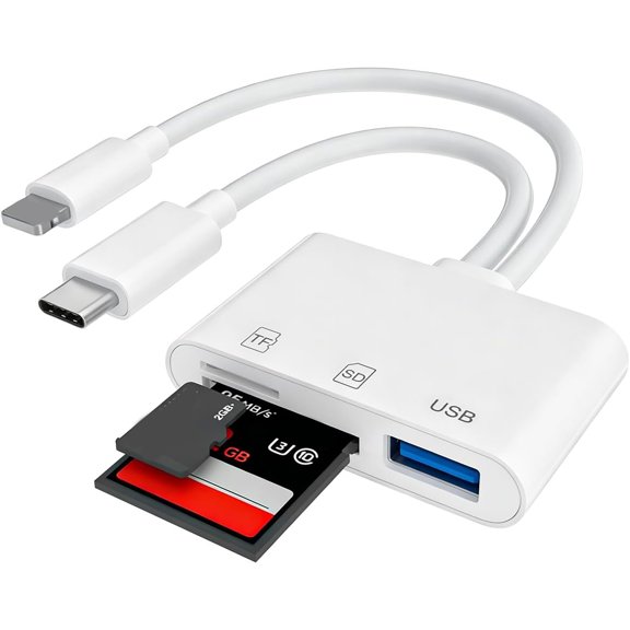 GJX SD Card Reader for with USB C&Lightning,Dual Card Slot USB 3.0 Memory Card Reader Supports SD/TF Card Camera Viewer SD Card Adapter Portable Micro SD Card Reader No App Plug and Play