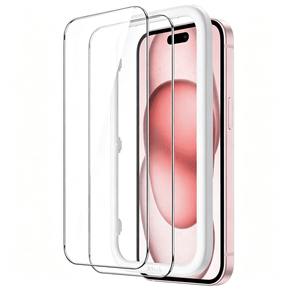 GJX Screen Protector for Iphone 15,2+2 Pack,Hd Clear Tempered Glass,Anti-Scratch Protection,Easy Installation Tool,Reliable Screen Protector