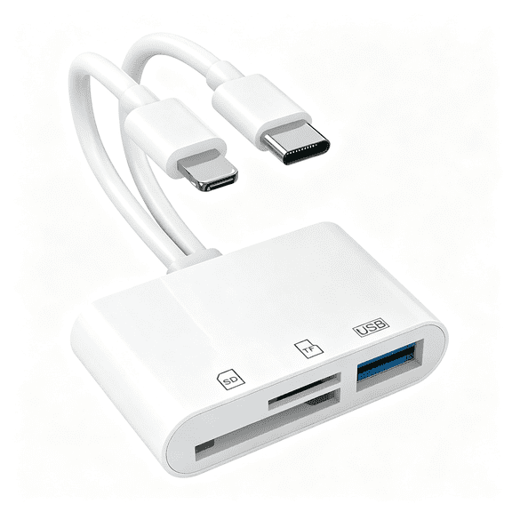 GJX Sd Card Reader Iphone 17 17E 16 16E 15 14 13 Usb-C Lightning Micro Sd Card Adapter Digital Camera Transfer Viewer Apple Iphone 17Pro Max Memory Usb-C Lightning Connector