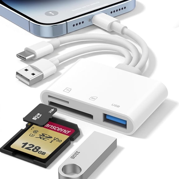 GJX Sd Card Reader for Iphone Ipad Mac,Usb-C&Lightning&Usb-A 3-In-1 Microsd/Sd Adapter,High-Speed Plug&Play Usb C Memory Card Reader for Digital Camera Trail Camera,Usb-A Laptop Computer